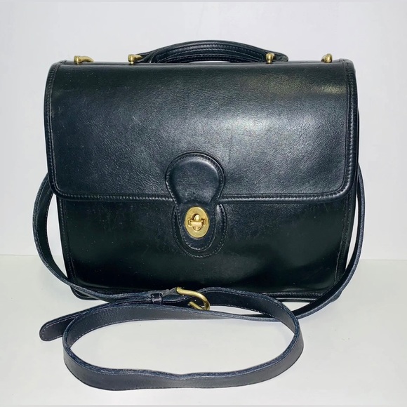 Vintage 90’s COACH Willis Black Leather Crossbody Satchel Bag 9927 USA - Picture 11 of 12